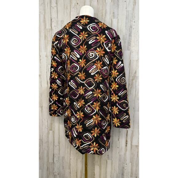 Anthropologie Women's XS Floral Embroidered Overcoat Multicolor Casual - Picture 7 of 8
